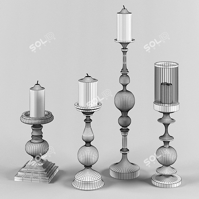 Modern Candle Holders 3D model image 2