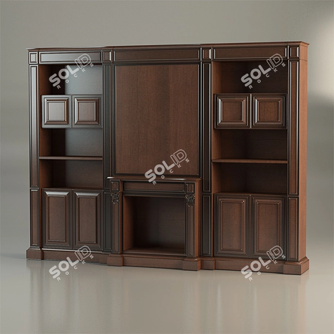 Fireplace Wall Unit with Custom Canella Design 3D model image 1