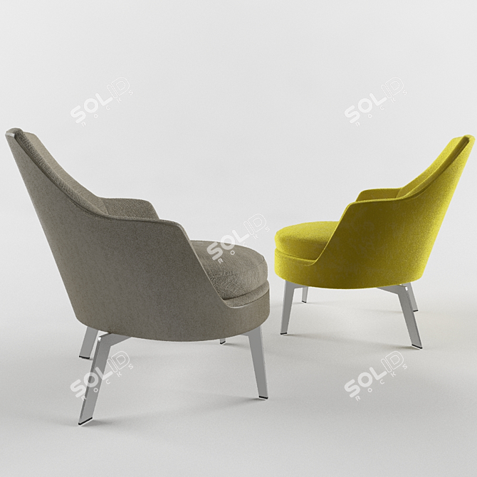 Guscio Flexform: Leather and Velvet Accent Chair 3D model image 2