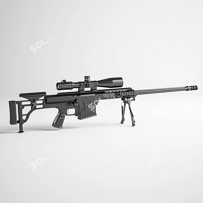 Barrett M98B Sniper Rifle: Realistic Size, Vray Materials 3D model image 1