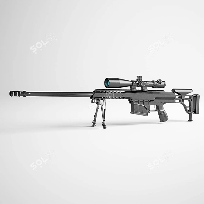 Barrett M98B Sniper Rifle: Realistic Size, Vray Materials 3D model image 2