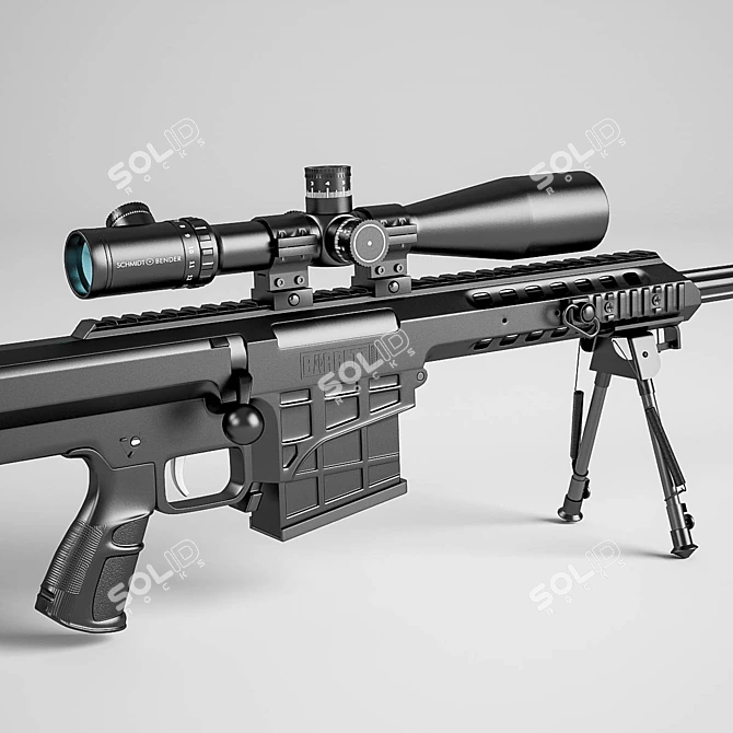 Barrett M98B Sniper Rifle: Realistic Size, Vray Materials 3D model image 3