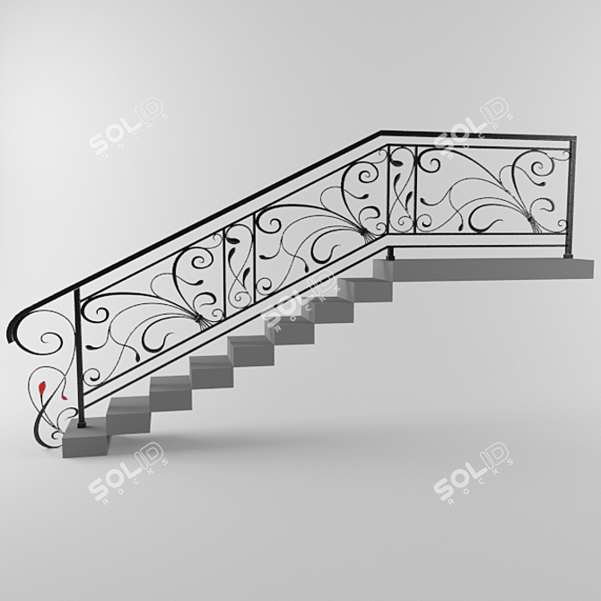 Handcrafted Wrought Iron Ladder 3D model image 1