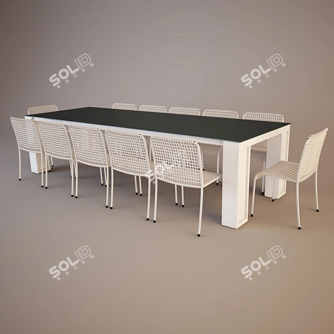 Luxury 12-Person Dining Set 3D model image 1