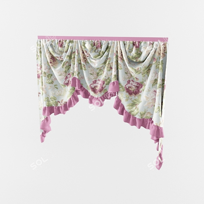 English Lambrequin: Elegant Window Treatment 3D model image 1