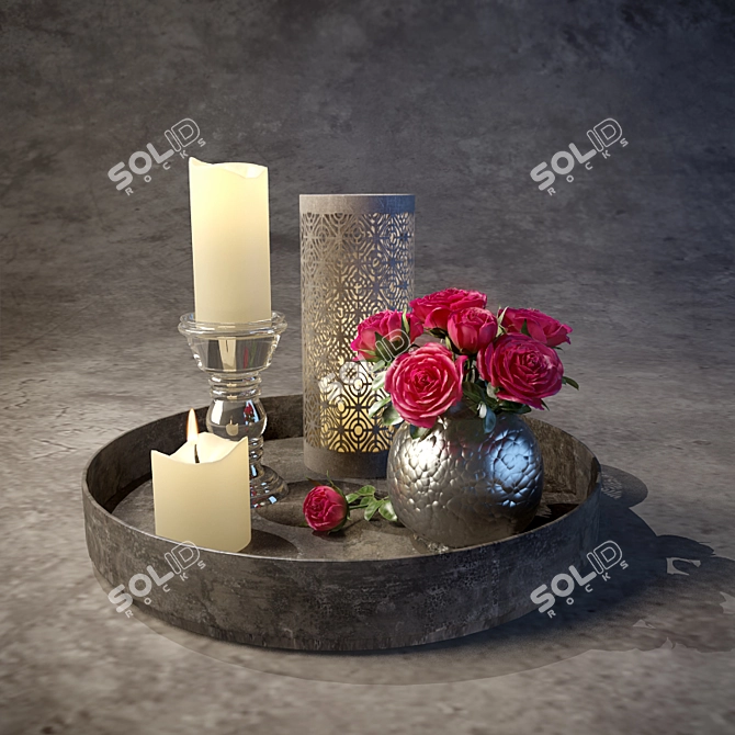 Elegant Candle Decor Set 3D model image 1