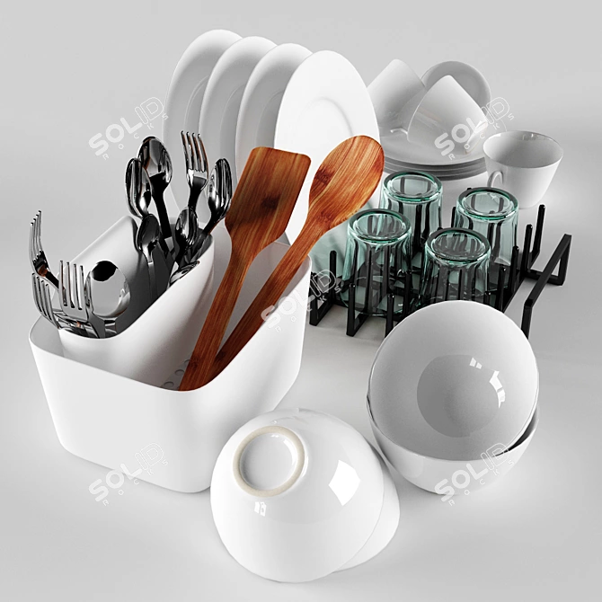 4-Person Crockery Set: 36 Pieces 3D model image 1