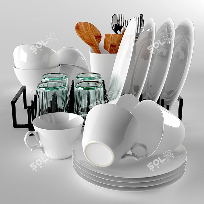 4-Person Crockery Set: 36 Pieces 3D model image 3