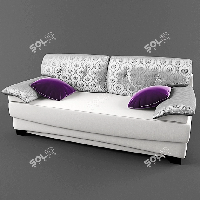 Convertible Sofa, Euro Book + Pillows 3D model image 1