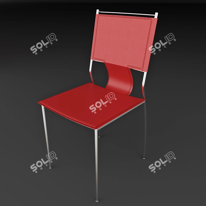 Elegant Leather and Chrome Chair 3D model image 1