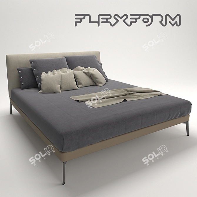 Luxury Flexform Bed: Sleek, Stylish, and Comfortable 3D model image 2