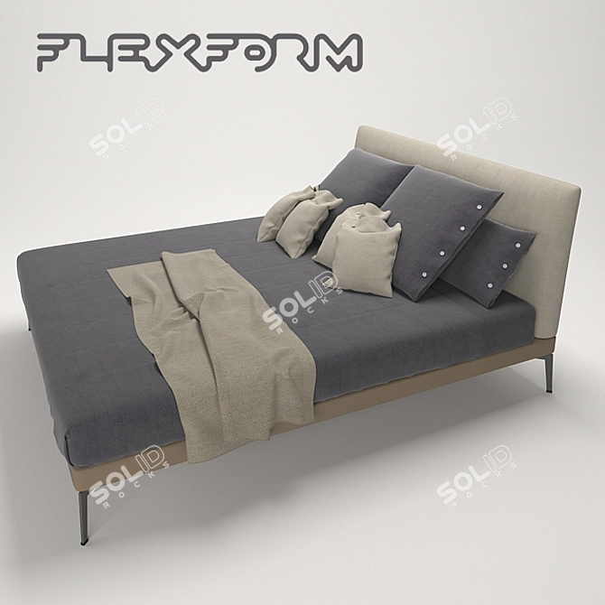 Luxury Flexform Bed: Sleek, Stylish, and Comfortable 3D model image 3