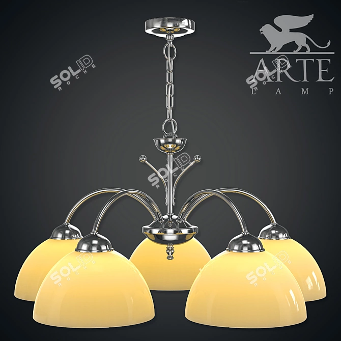 Elegant Milanese Bronze Chandelier 3D model image 2