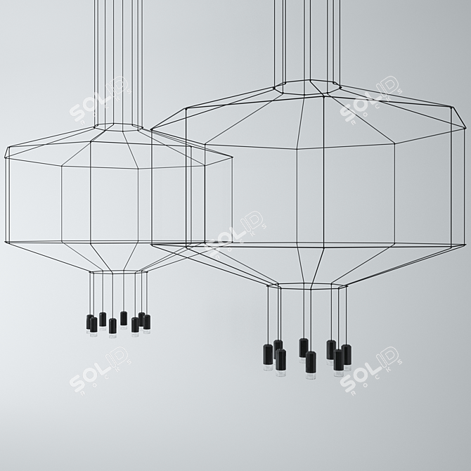 Elegant Wireflow Pendant Light 3D model image 1