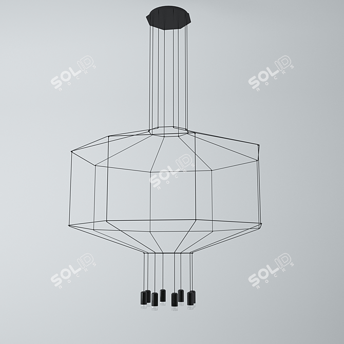 Elegant Wireflow Pendant Light 3D model image 3