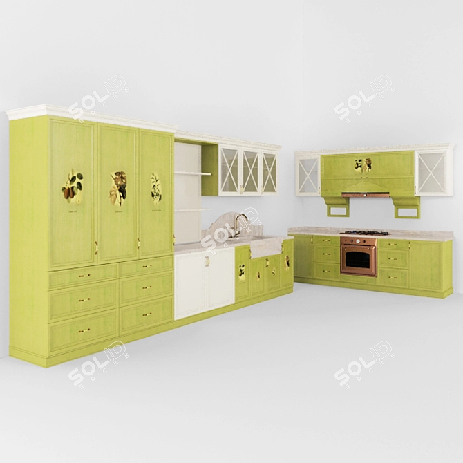 Customizable Kitchen - Appliances Not Included! 3D model image 1