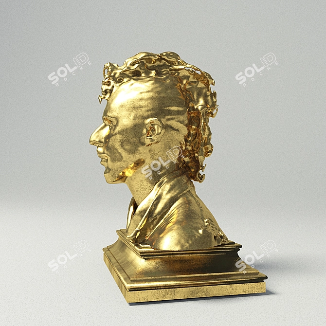 Golden Punk Head Statuette 3D model image 3