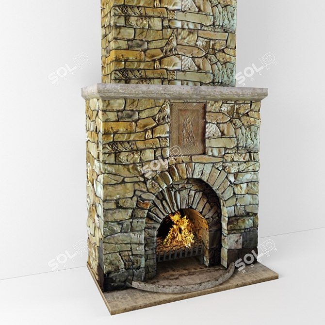 Stone Geometry Fireplace 3D model image 1