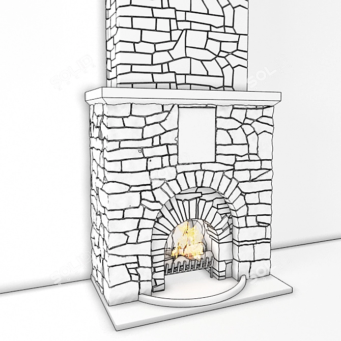 Stone Geometry Fireplace 3D model image 2