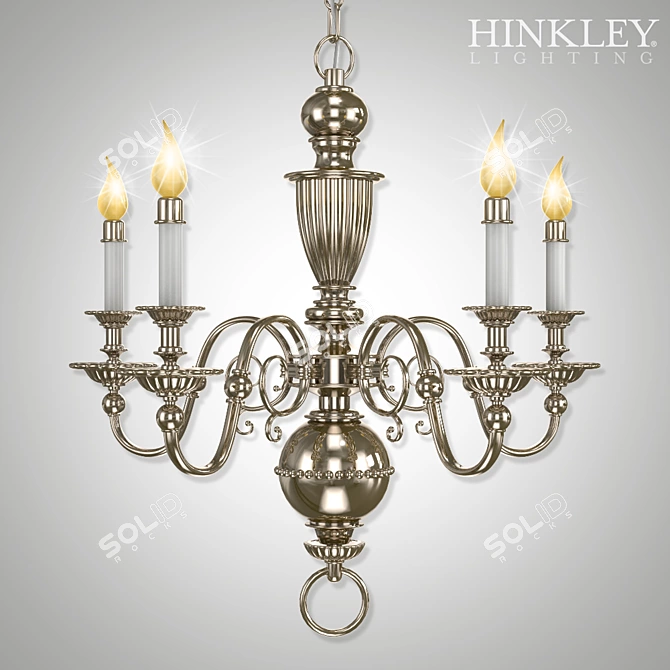 Antique Nickel Hinkley Cambridge Chandelier 3D model image 1