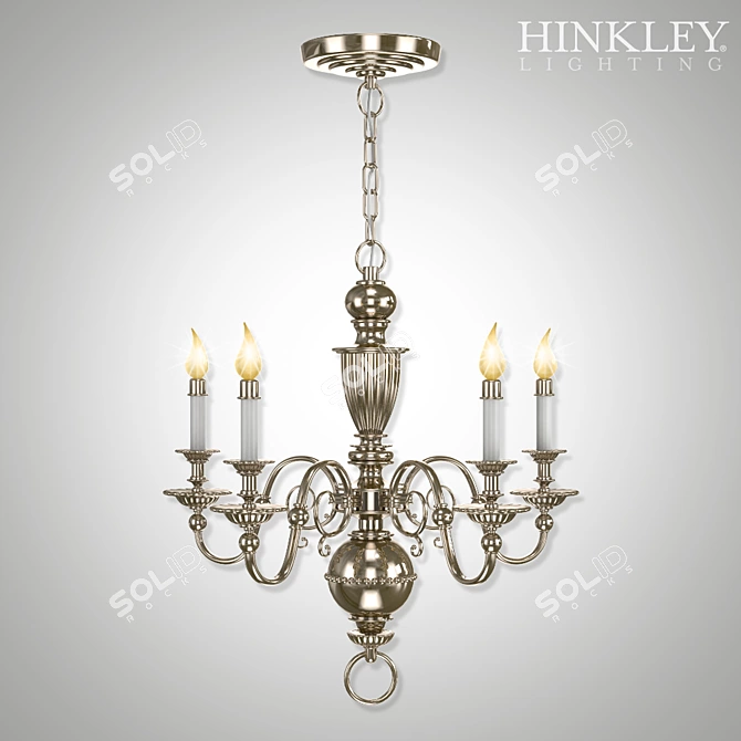 Antique Nickel Hinkley Cambridge Chandelier 3D model image 2