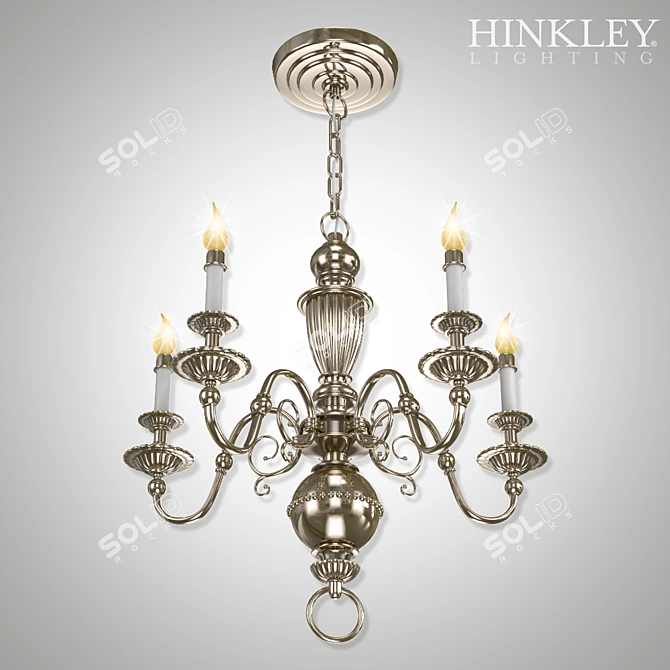 Antique Nickel Hinkley Cambridge Chandelier 3D model image 3