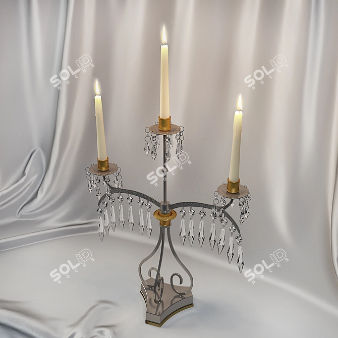 Elegant Triple Candlestick Holder 3D model image 2