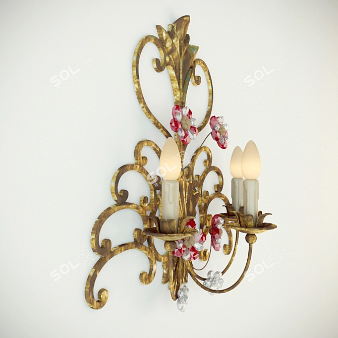 Elegant Crystal Wall Sconce 3D model image 2