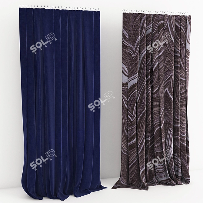 Elegant Window Drapes 3D model image 1