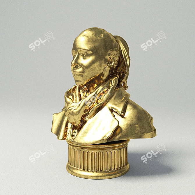 Golden Girl Bust Statue 3D model image 1