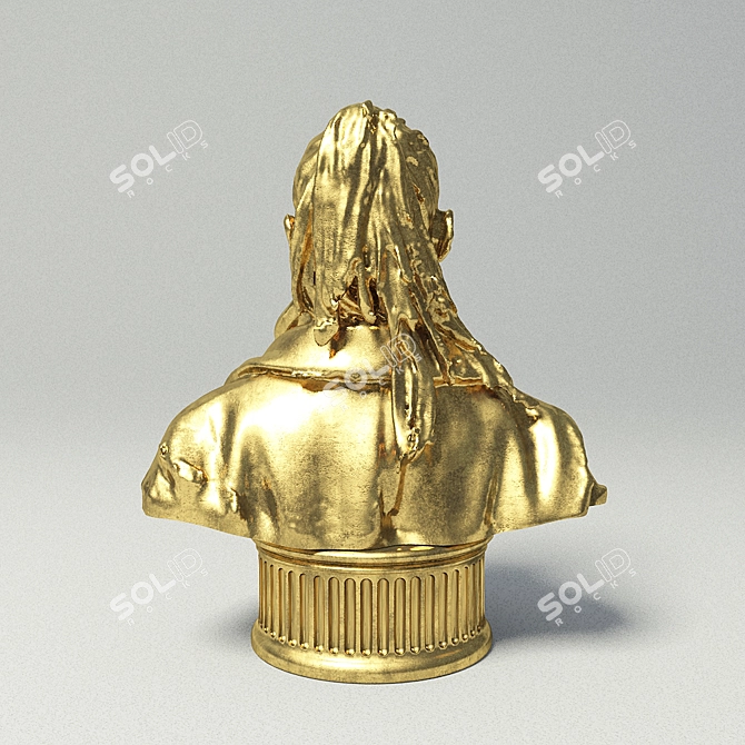 Golden Girl Bust Statue 3D model image 3