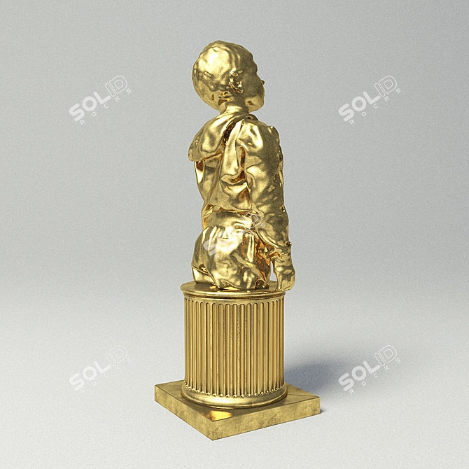 Golden Boy Statue 3D model image 2