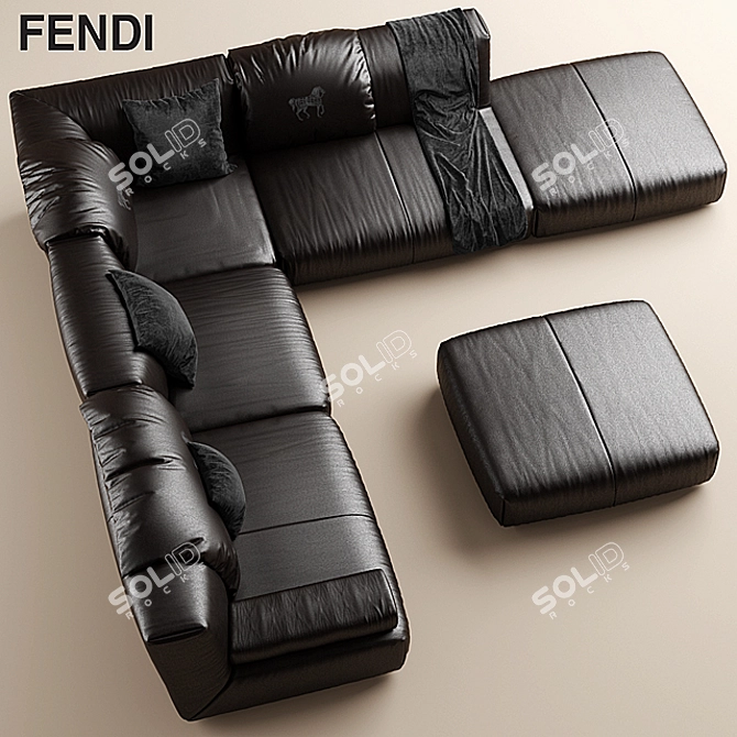 Luxurious FENDI CASA Agadir Sofa 3D model image 1