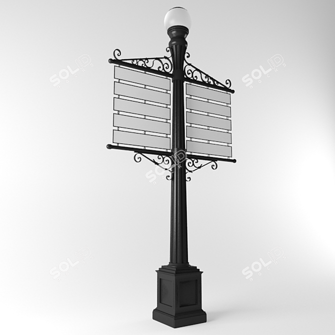 Multi-purpose Street Lamp-Sign 3D model image 1