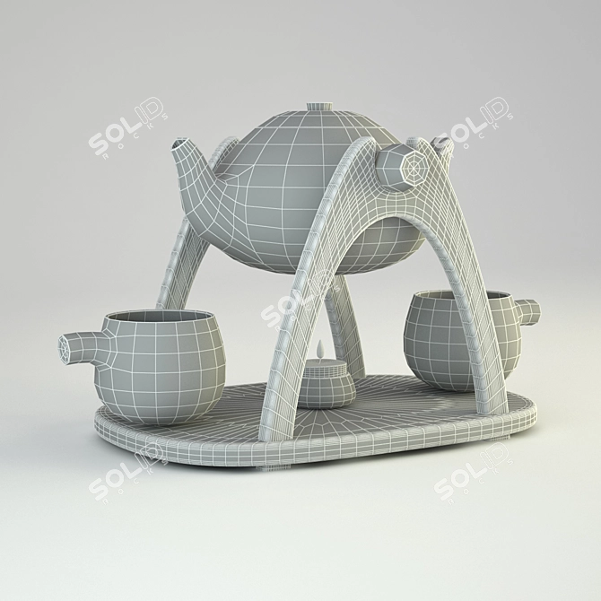 Elegant Tea Set for Two 3D model image 2