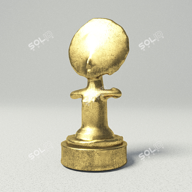 Ancient Idol Golden Statue 3D model image 1