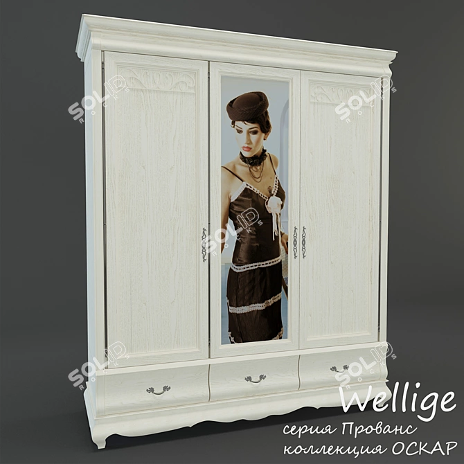 Elegant Provence Wardrobe by Oskar 3D model image 1