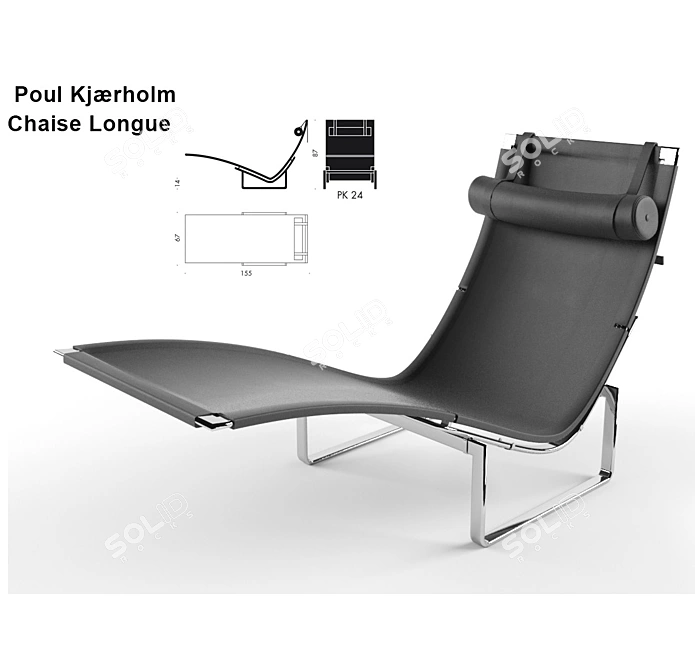 Danish Design Chaise Longue 3D model image 1