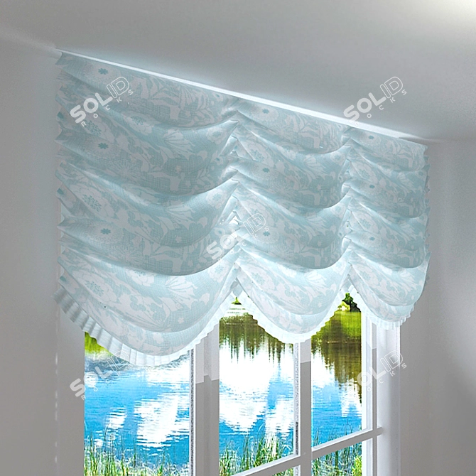 Blue Curtain: Elegant Window Décor 3D model image 2