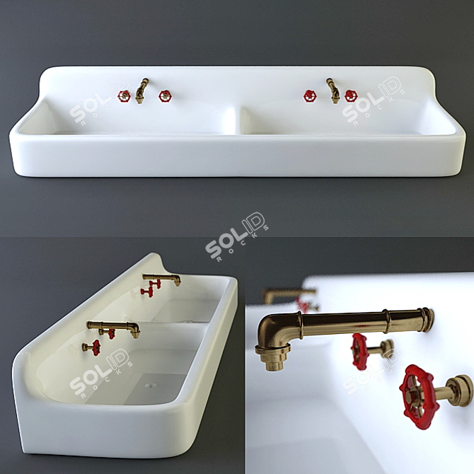 Stylish Porcelain Washbasin 3D model image 1