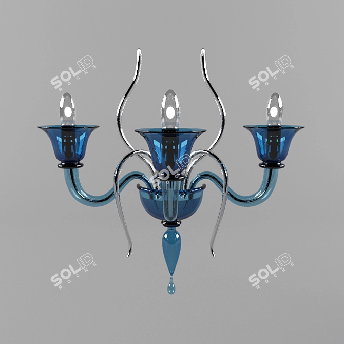 Blue Art Deco Glass Chandelier 3D model image 2