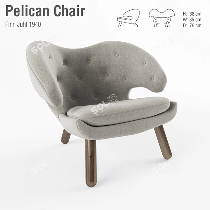 Finn Juhl Pelican Chair 3D model image 1