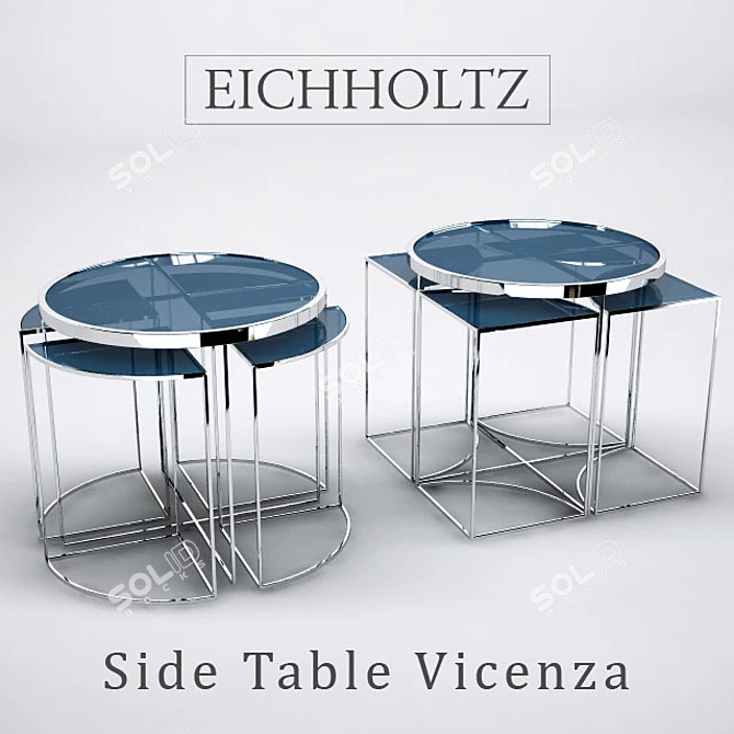 Sleek Stainless Steel Smoke Glass Side Table 3D model image 1