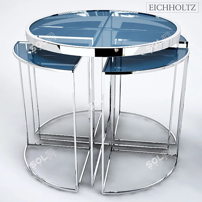 Sleek Stainless Steel Smoke Glass Side Table 3D model image 2