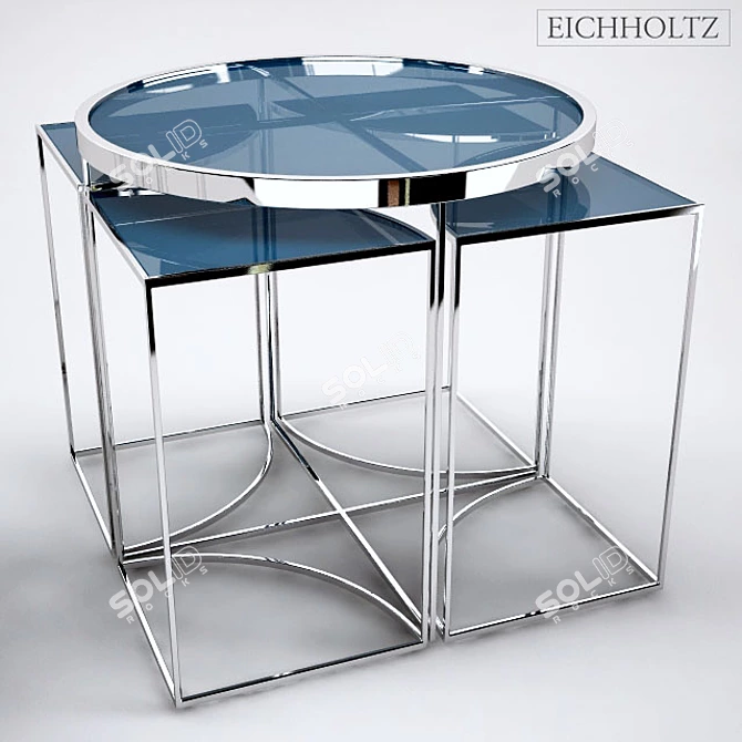 Sleek Stainless Steel Smoke Glass Side Table 3D model image 3