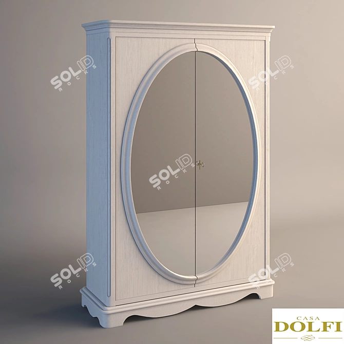 Dazzling Dolfi: Oval Mirror Wardrobe 3D model image 1