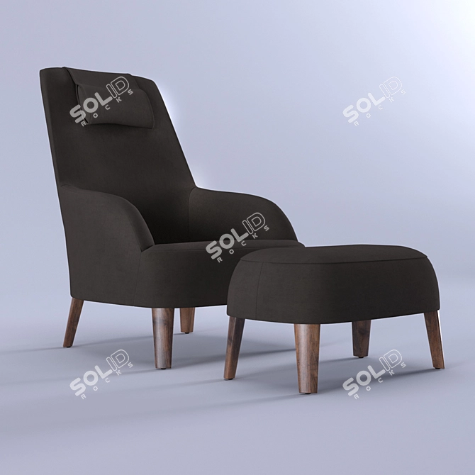 Maxalto Febo Bergére Armchair with Footstool: Your Ultimate Relaxation Spot 3D model image 1