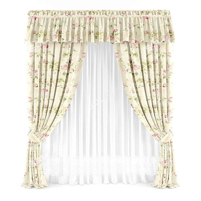 Classic Elegance Curtains 3D model image 1