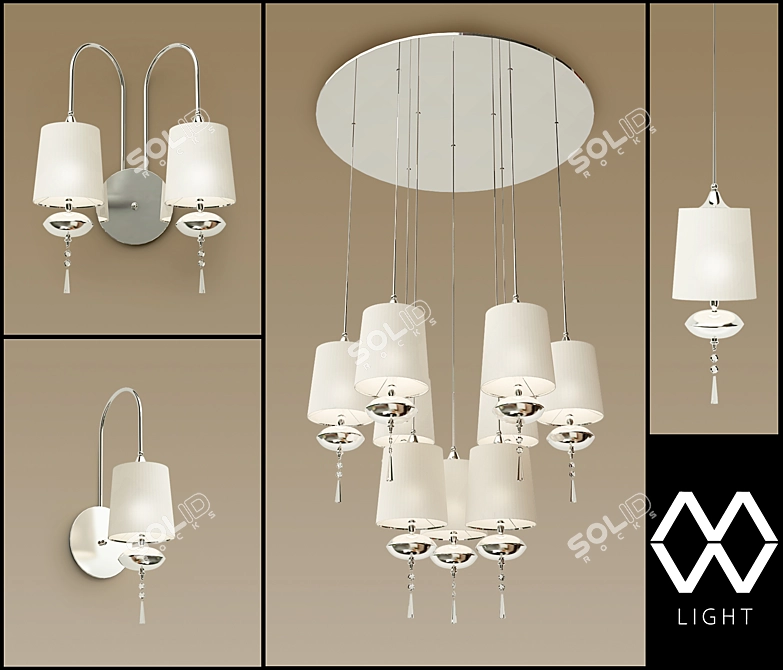 Modern Fusion Chandelier & Sconces 3D model image 1