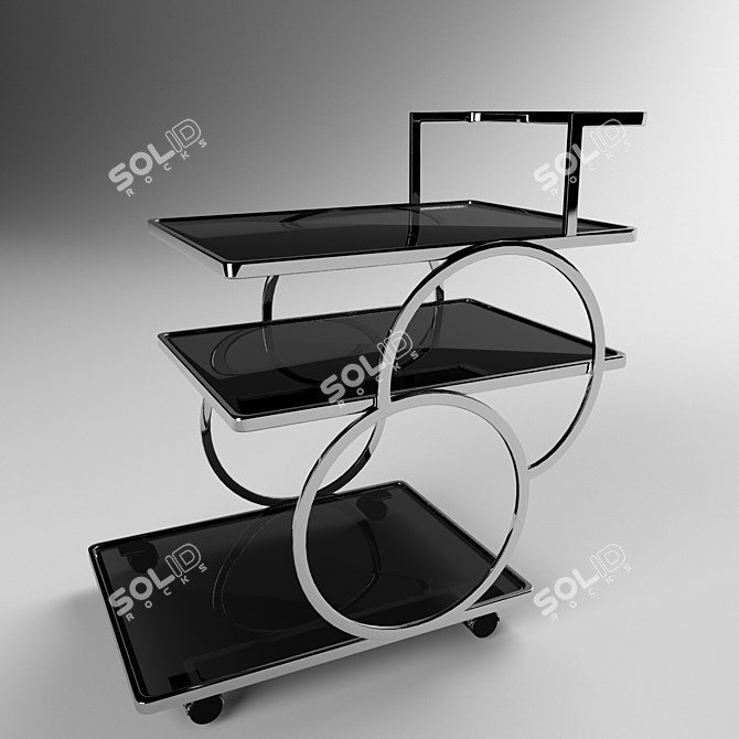 Elegant Art Deco Tray Table 3D model image 3